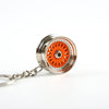 orange and silver chrome mesh keychains, jdm accessories, car keyrings, car guy keychains, car lover gift