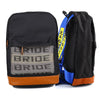 bride racing backpack with blue racing harness shoulder straps