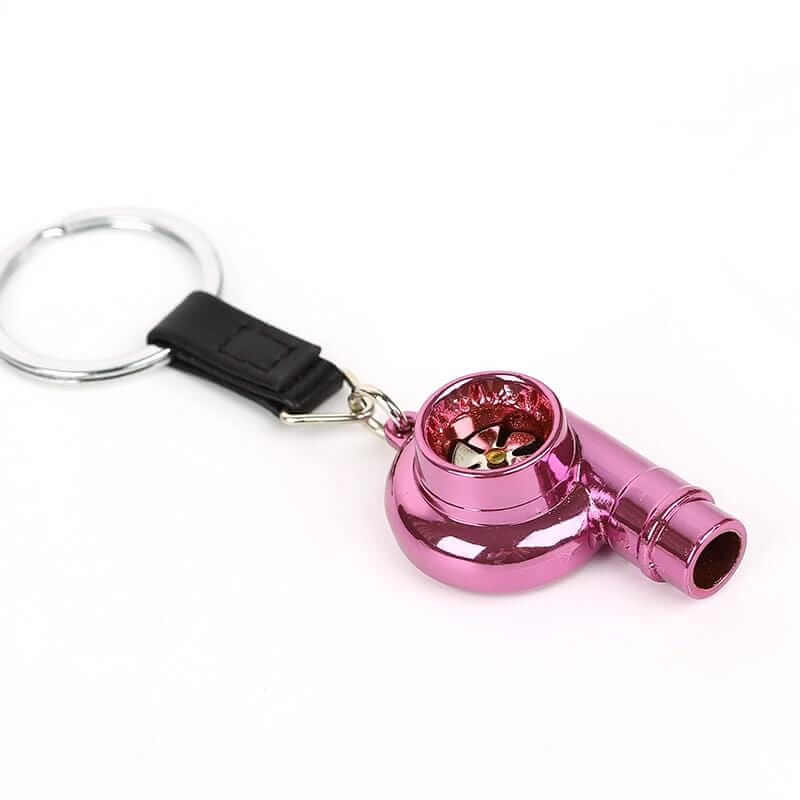 turbo whistle keychains in silver, purple, neo chrome, black, blue and red colors. jdm keychains, car keychains, car guy gift
