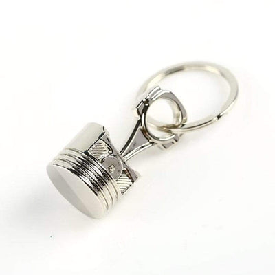 silver chrome piston keychain, jdm accessories, car guy gifts